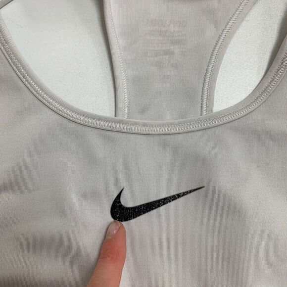 Nike Sports Bra Women XS Extra Small Snow Gray Dri Fit Unpadded Racerback Swoosh - Picture 8 of 12